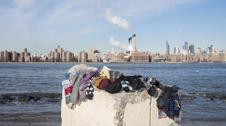 All the socks overlooking Manhattan